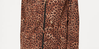Jaqueta feminina Charter Club com estampa de leopardo ZiPetite Per Print, marrom, tamanho pequeno S