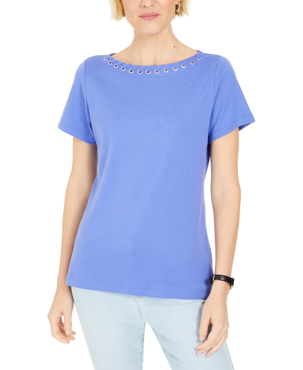 Karen Scott Top Feminino com Acabamento em Ilhós Roxo Tamanho P
