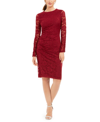 Vestido feminino Vince Camuto com bainha de renda floral 8 vermelho tamanho 8