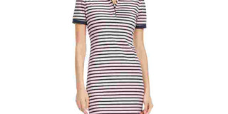 Vestido polo listrado feminino Maison Jules rosa tamanho médio