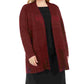 Cardigan feminino Kasper estampado de manga comprida aberto, camiseta, vinho, tamanho 1X