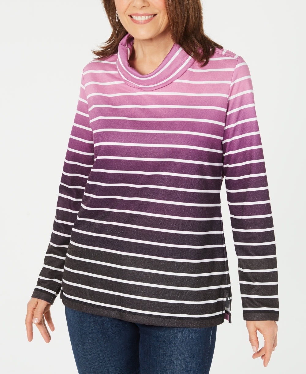 Karen Scott Sport Ombre Listrado Gola Alta Feminino Roxo Tamanho Médio