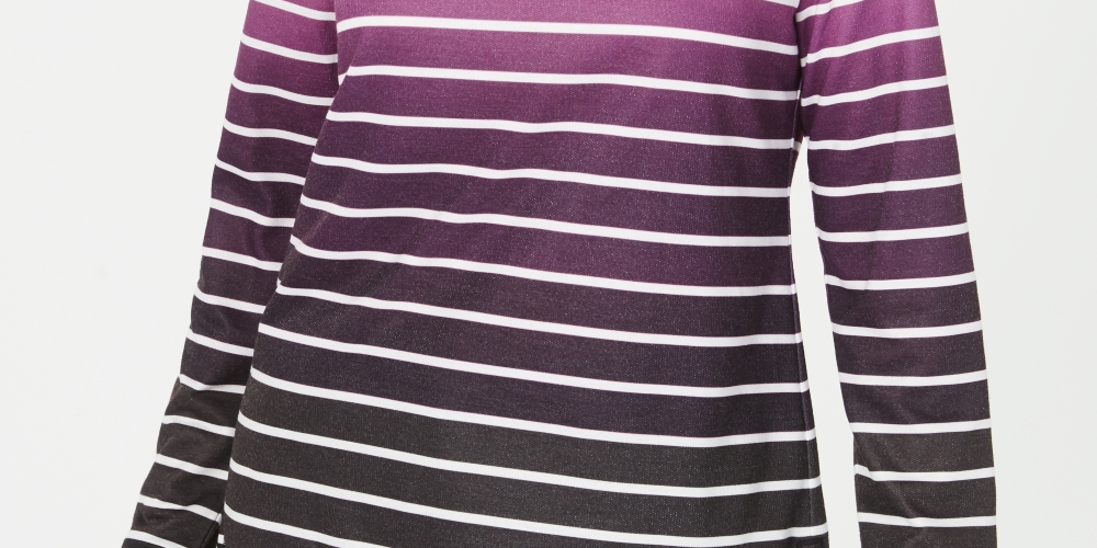 Karen Scott Sport Ombre Listrado Gola Alta Feminino Roxo Tamanho Médio