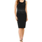 Vestido justo com tachas e joias Kasper feminino, preto, tamanho 14, pequeno