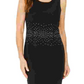 Vestido justo com tachas e joias Kasper feminino, preto, tamanho 14, pequeno