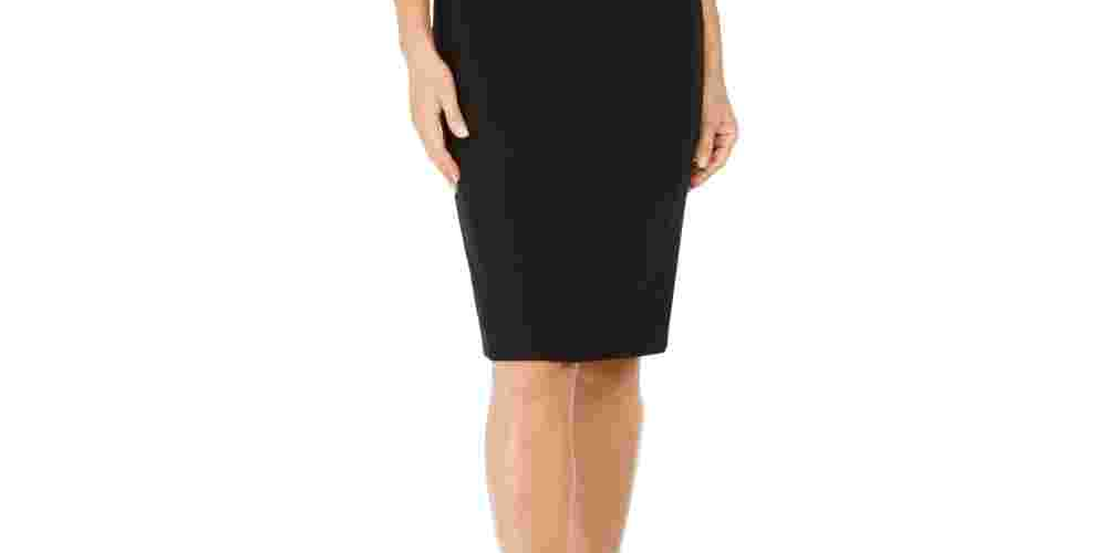 Vestido justo com tachas e joias Kasper feminino, preto, tamanho 14, pequeno