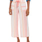 Calça feminina listrada de linho e linho estilo &amp; co, rosa, tamanho PP