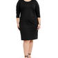 Vestido Plus Size Feminino com Babados e Manga Longa NY Collection Preto Tamanho 2X