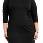 Vestido Plus Size Feminino com Babados e Manga Longa NY Collection Preto Tamanho 2X