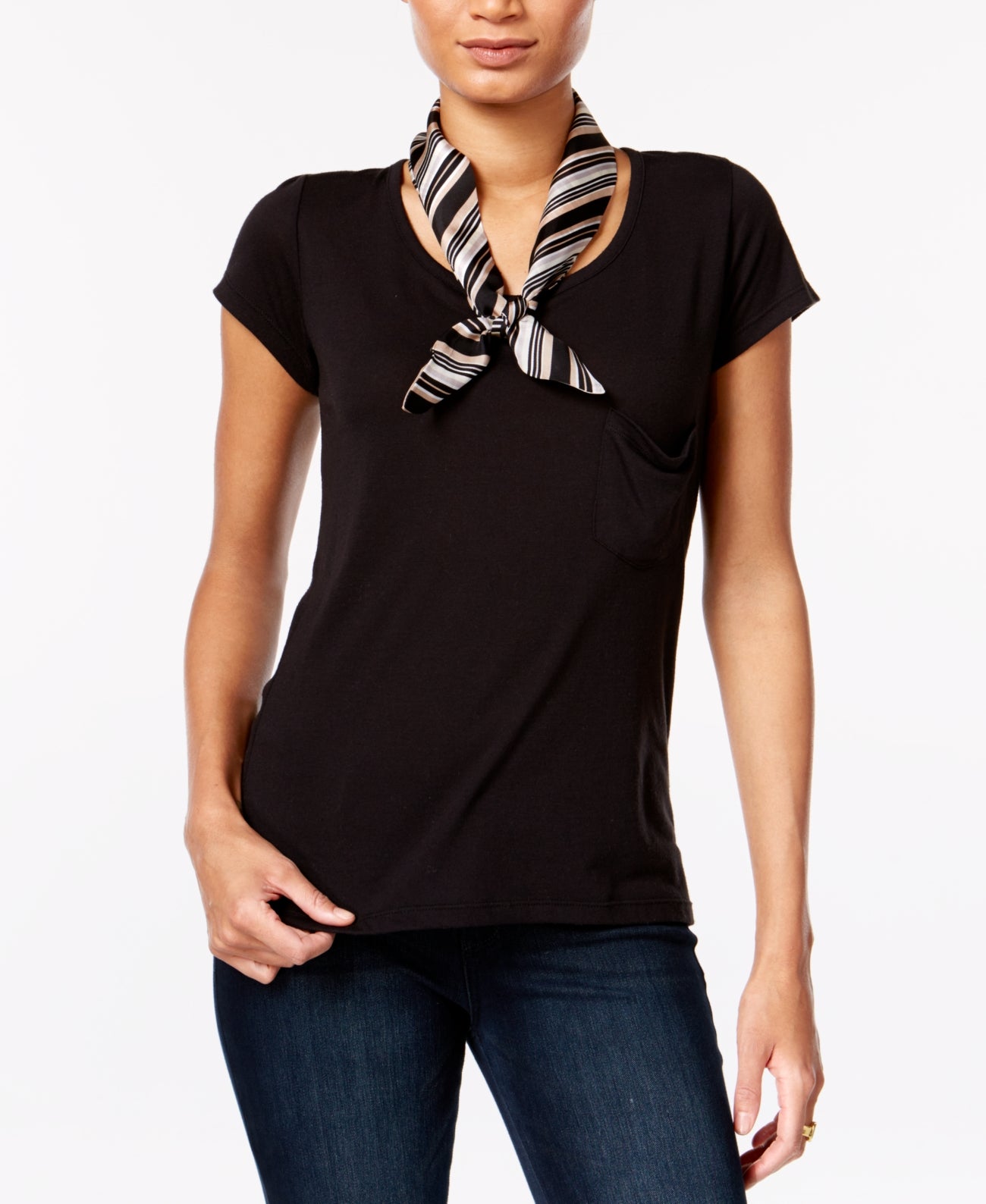 Cachecol feminino Vince Camuto Pop Stripe Twilly preto tamanho único