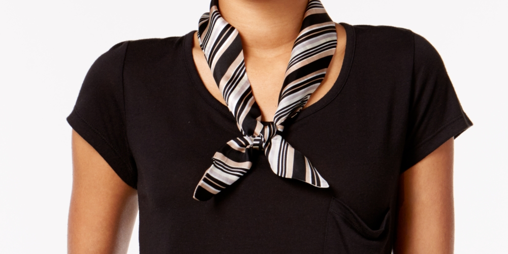 Cachecol feminino Vince Camuto Pop Stripe Twilly preto tamanho único