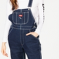Macacão jeans Dickies Girl Junior com perna relaxada, azul, tamanho pequeno
