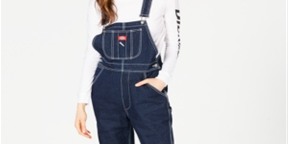 Macacão jeans Dickies Girl Junior com perna relaxada, azul, tamanho pequeno