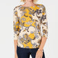 Charter Club Blusa feminina de algodão com estampa paisley e botões, tamanho dourado, pequena e pequena