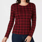Charter Club Top xadrez de algodão feminino vermelho tamanho XX-G