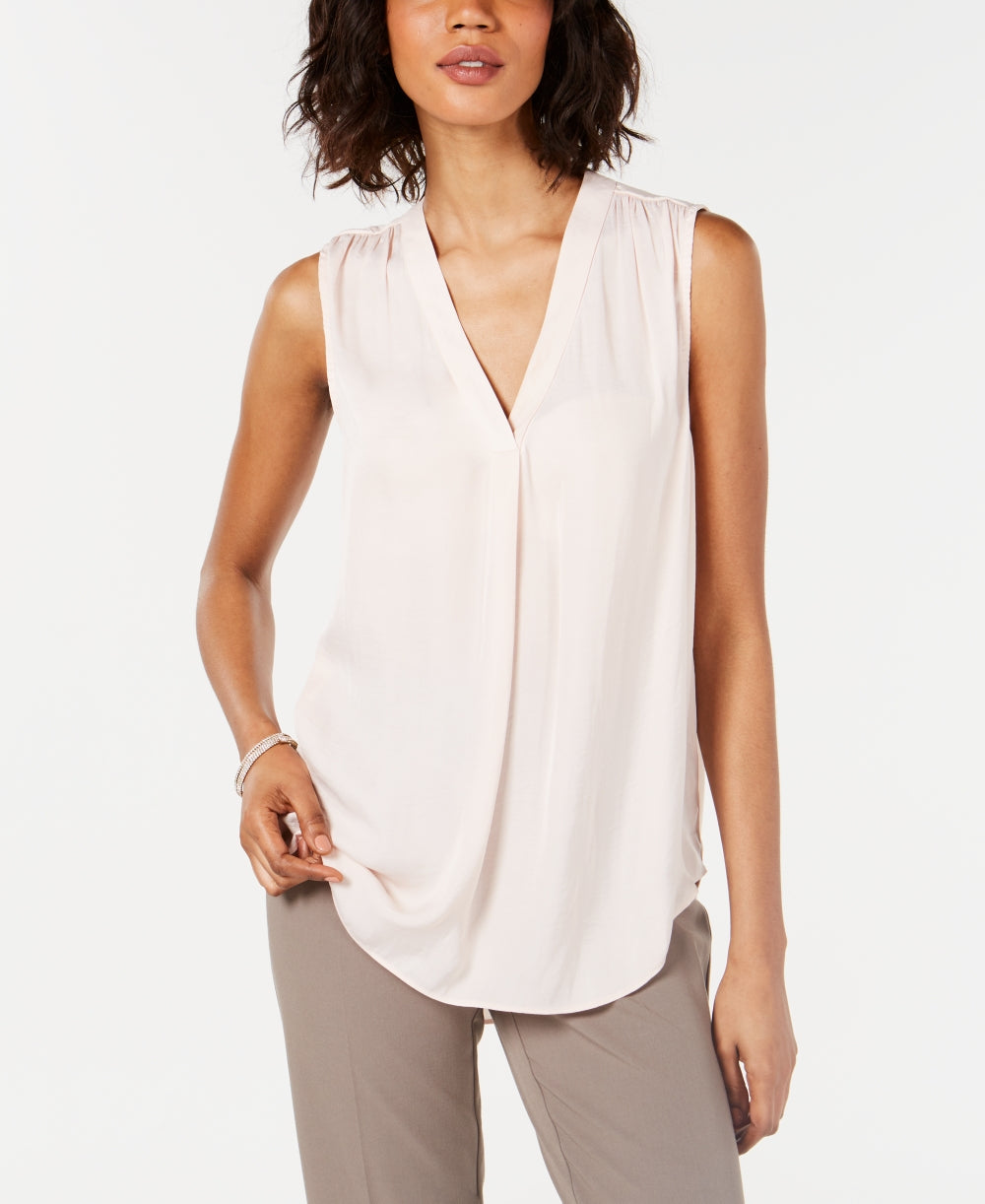 Blusa regata feminina Alfani com decote em V, rosa, tamanho pequeno e pequeno