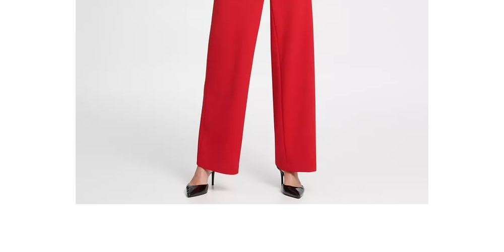 Macacão feminino DKNY com detalhe de babados, vermelho, tamanho 4