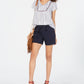 Shorts de algodão com cinto e gravata feminino Style &amp; Co, azul, tamanho 10