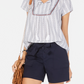 Shorts de algodão com cinto e gravata feminino Style &amp; Co, azul, tamanho 10