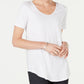 JM Collection Top feminino com decote em V e costas em treliça, branco, tamanho pequeno G