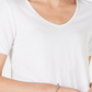JM Collection Top feminino com decote em V e costas em treliça, branco, tamanho pequeno G