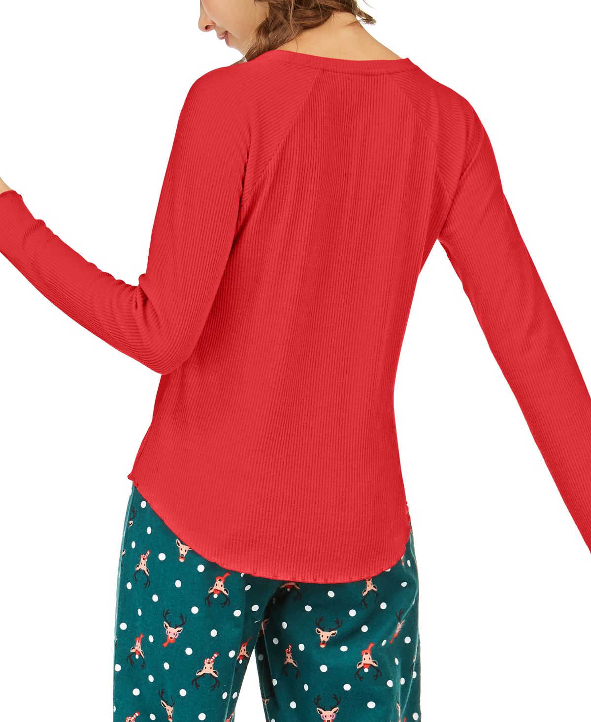 Camisa de dormir feminina Jenni com nervuras sólidas, vermelha, tamanho X-S