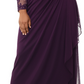 Vestido feminino Xscape Plus com ilusão embelezada e manga comprida franzida, roxo, tamanho 22W
