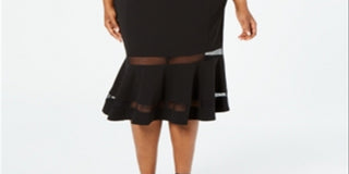 Vestido midi listrado plus size ilusion feminino Calvin Klein, preto, tamanho 22W