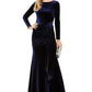 Vestido de veludo drapeado e franzido feminino Vince Camuto, azul, tamanho 4