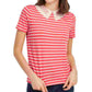 Blusa listrada com gola de renda Maison Jules feminina, laranja, tamanho X-S