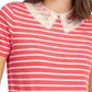 Blusa listrada com gola de renda Maison Jules feminina, laranja, tamanho X-S
