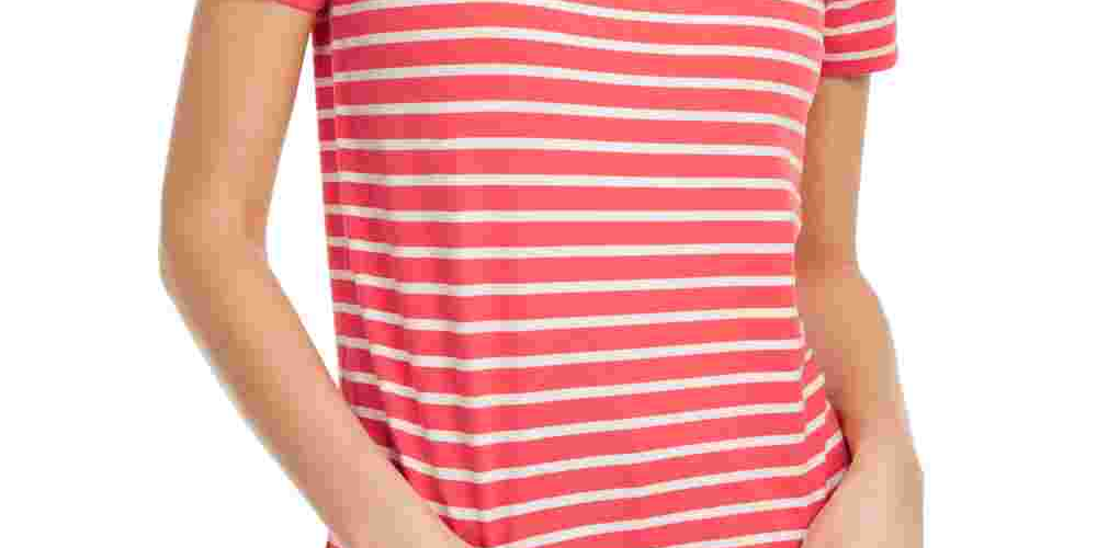 Blusa listrada com gola de renda Maison Jules feminina, laranja, tamanho X-S