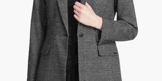 Calvin Klein Blazer Xadrez Feminino de Um Botão Cinza Tamanho 12