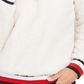 Tommy Hilfiger Suéter Feminino Listrado Estampado Manga Longa Gola com Zíper Branco Tamanho Grande