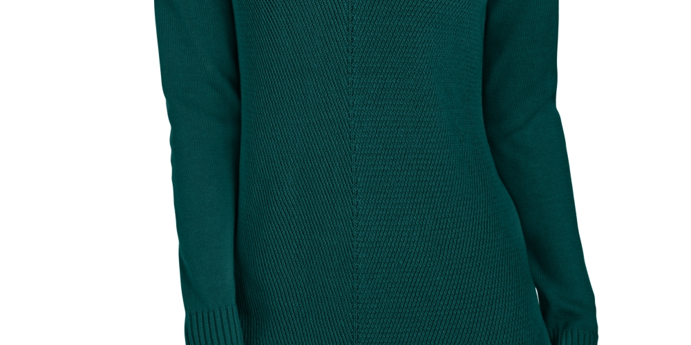 Suéter túnica feminino com decote em V Charter Club, verde, tamanho pequeno