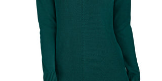 Suéter túnica feminino com decote em V Charter Club, verde, tamanho pequeno