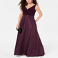 Vestido feminino Adrianna Papell com decote em V e amarração na cintura, roxo, tamanho 2