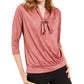 Blusa feminina Alfani com amarração no pescoço, rosa, tamanho pequeno P