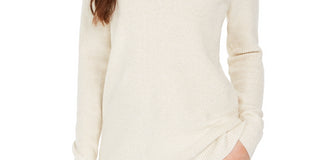 Suéter feminino Charter Club Lurex com decote em V, branco, tamanho médio