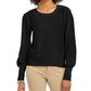 Blusa feminina estilo &amp; co com mangas compridas, preta, tamanho extragrande