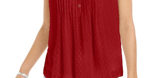 Blusa feminina Charter Club com textura de malha nas costas e decote em V, vermelha, tamanho extragrande