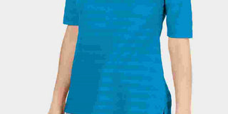 Charter Club Top feminino de algodão com listras e mangas compridas, tamanho X-G