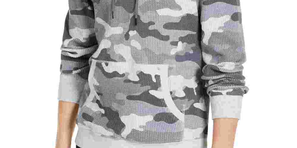Suéter térmico masculino Sun + Stone camuflado, manga comprida, ajuste grande, com cordão, cinza, tamanho grande