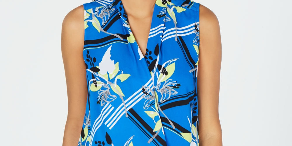 Blusa Alfani Feminina Ombre Surplice Azul Tamanho Pequeno Médio