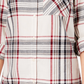 Camisa xadrez feminina Style &amp; Co com um bolso, creme/vinho, tamanho XX-grande