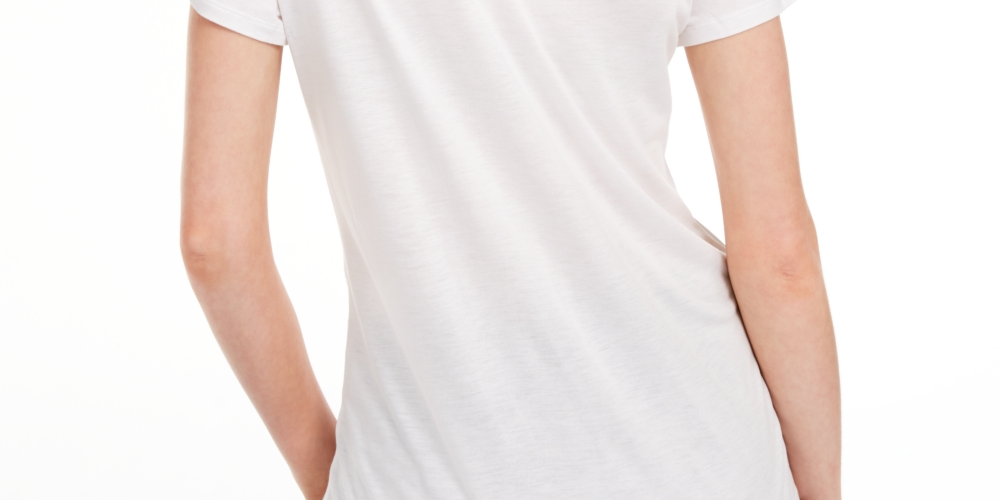 Camiseta feminina lisa com amarração nas costas Maison Jules, branca, tamanho XX-G