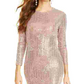 Vestido de malha com lantejoulas e manga comprida Morgan &amp; Co para mulheres, marrom, tamanho médio