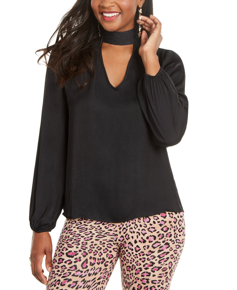 Thalia Sodi Top Feminino Gola Falsa Recortada Preto Tamanho P