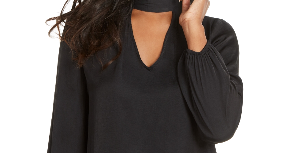 Thalia Sodi Top Feminino Gola Falsa Recortada Preto Tamanho P