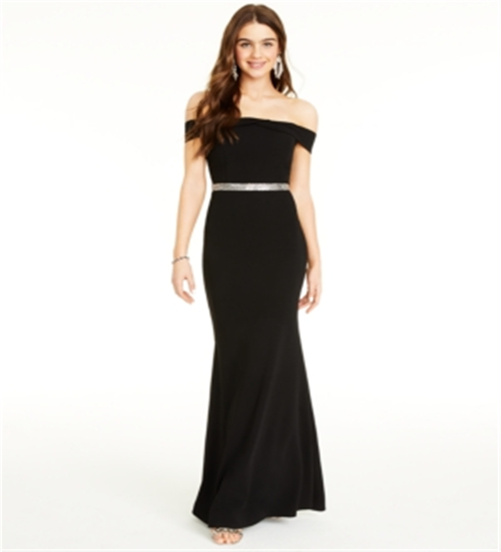 Vestido formal feminino Crystal Dolls, sem mangas, com decote em V, estilo sereia, preto, tamanho 1